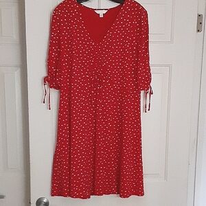 LC Lauren Conrad Red Sundress with Puff Sleeves and V-Neck